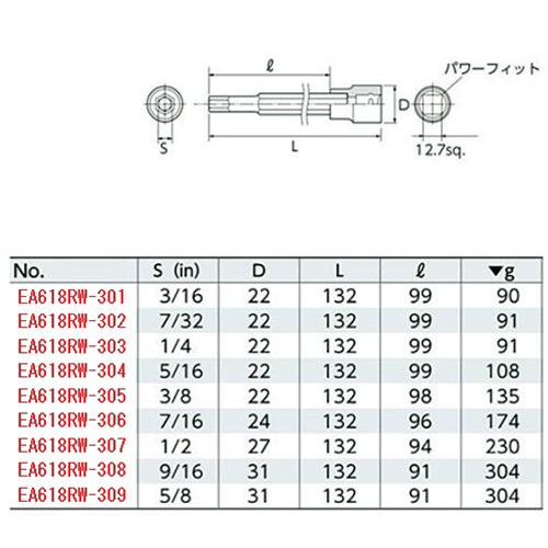 EA618RW-309 1/2sq x 5/8ビットソケット_画像03