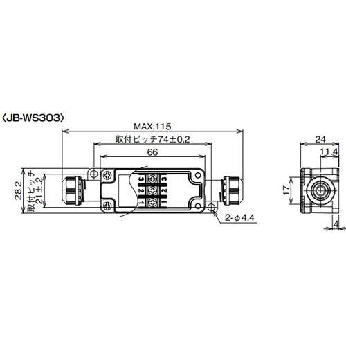 EA940CX-3BA 3極 端子台付中継BOX黒_画像04