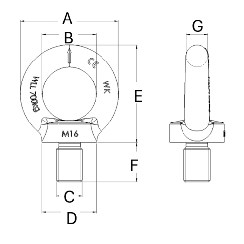 M16x　27mm アイボルト(アルミ合金製)_画像03