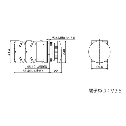 1a-1b/30mm 押シボタンスイッチ(大型･黄)_画像03