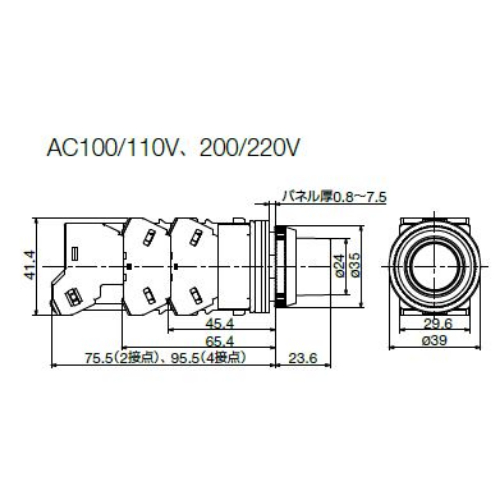 AC200V 押シボタンスイッチ(LED照光緑)_画像02