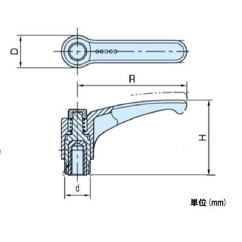 M6x25mm 雄ネジクランプレバー_画像03