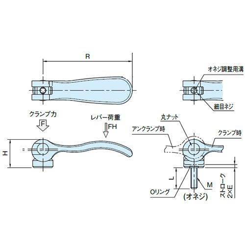 M8x50mm 雄ネジカムレバー(回転式)_画像03