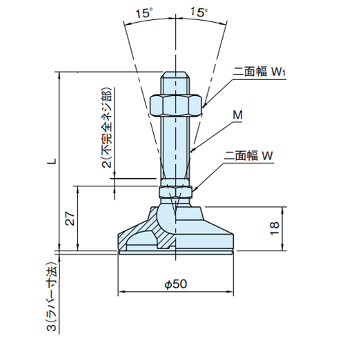 φ50mm/M12x 95mm アジャスターベース_画像03