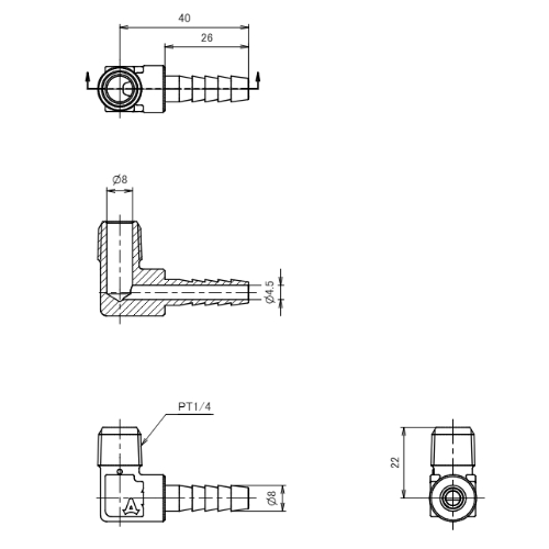 R 1/4 inx 8.0mm 雄ねじステム(アングル型)_画像04