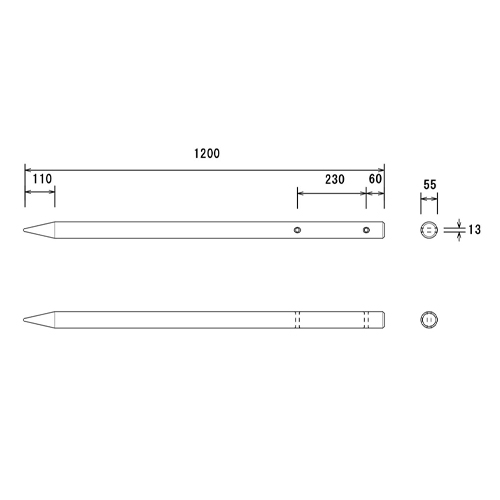φ55x1200mm万能杭 穴あり_画像02