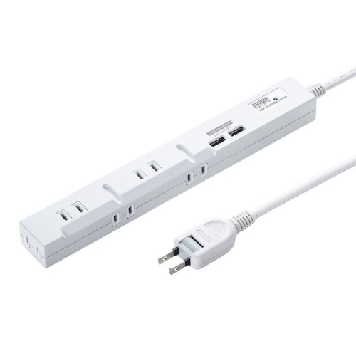 AC125V/14Ax2.0mタップ USBポ-ト付ホワイト_画像02