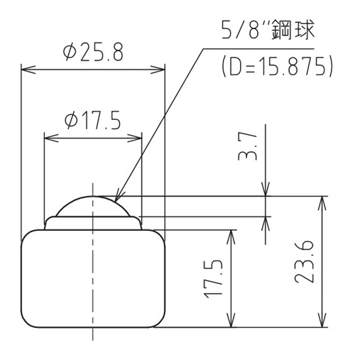 25.8x23.6mm[スチール製]ボールキャスター_画像03