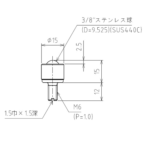 15.0x27.0mmステンレスボ-ルキャスタ- ネジ_画像03