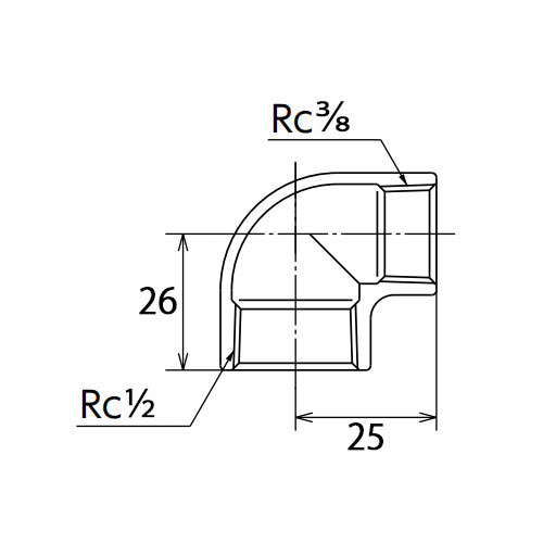 Rc 1/2 x Rc 3/8 異径エルボ(ステンレス製)_画像02