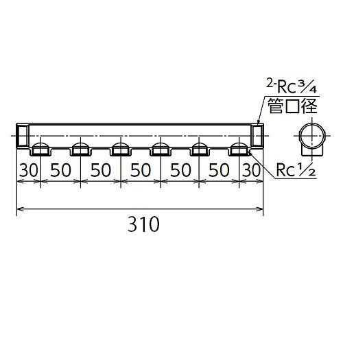 Rc3/4xRc1/2 ヘッダー(6分岐/ステンレス製)_画像02