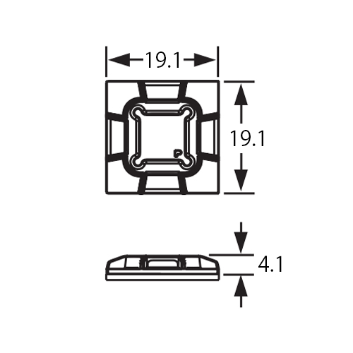19.1x19.1mm結束バンド用ベース粘着付100個_画像03