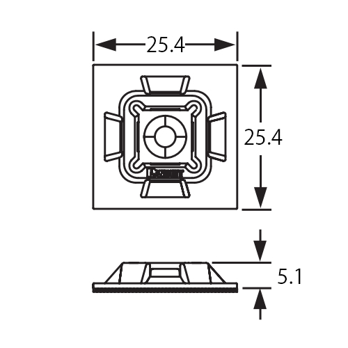 25.4x25.4mm結束バンド用ベース粘着付100個_画像03
