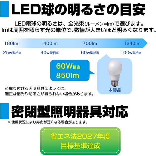 AC100V/ 60W/E26/電球/LED (昼光色)_画像03