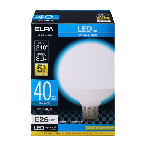 AC100V/ 40W/E26/電球/LED (昼光色)_画像02