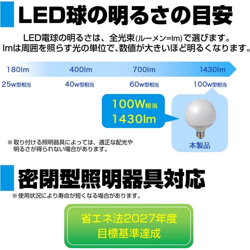 AC100V/100W/E26/電球/LED (昼光色)_画像03