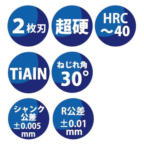 4.0x50mmエンドミル(TiAINcoat/超硬ボール)_画像03