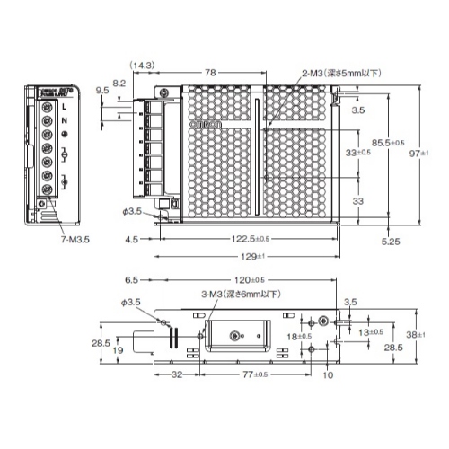 DC12V100Wスイッチングパワーsuply正面取付_画像04