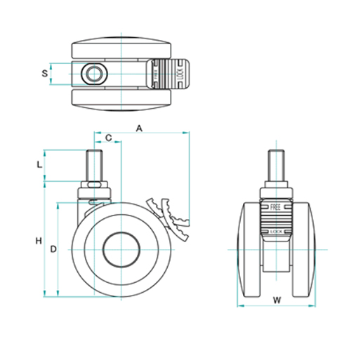 75mmブレーキ付双輪キャスター(W3/8in )_画像03