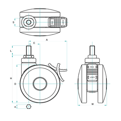 100mmブレーキ付双輪キャスター(W3/8in )_画像03