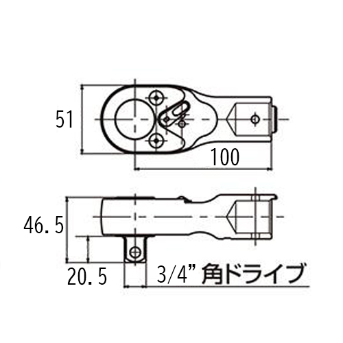 3/4in DRラチェットヘッド(φ22mm接続用)_画像02
