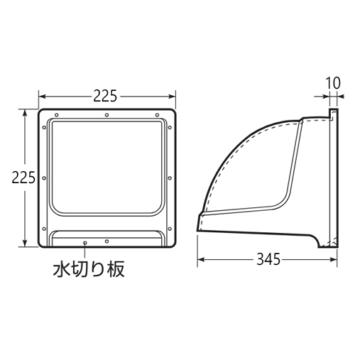 225x220mm換気扇フード(プラスチック製)_画像03