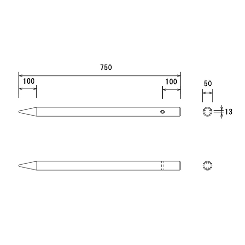 φ50x750mm万能杭(穴あり)_画像03