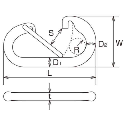 42.0x23.0mmD型カラビナ(ステンレス製)_画像04