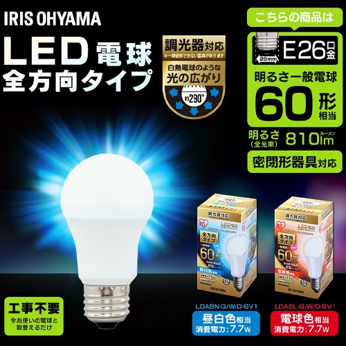 AC100V/7.7W/E26電球/LED(昼白色/全方向)_画像02