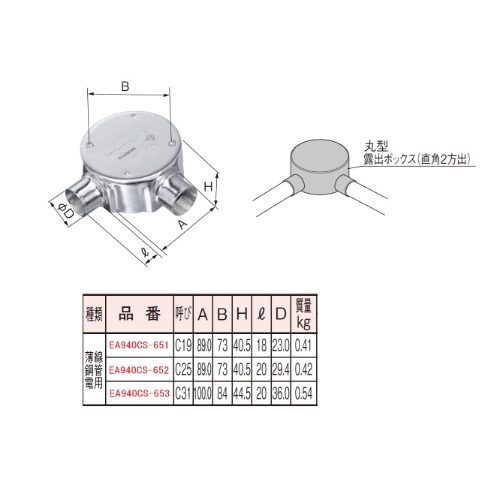 C31丸形露出ボックス(直角2方出/薄鋼用)_画像03