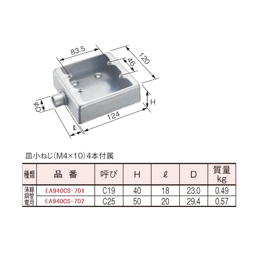 C19[2個用]露出スイッチBOX(1方出/薄鋼用)_画像02
