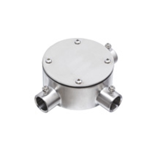 E25[SUS製]ねじ無し丸形露出ボックス(3方出_画像02