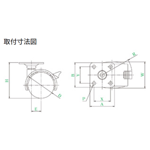 50mmキャスター(自在金具付･ブレーキ付)_画像04