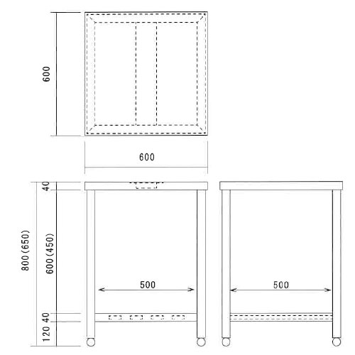 600x600x800mm作業台(二段/ステンレス製)_画像02