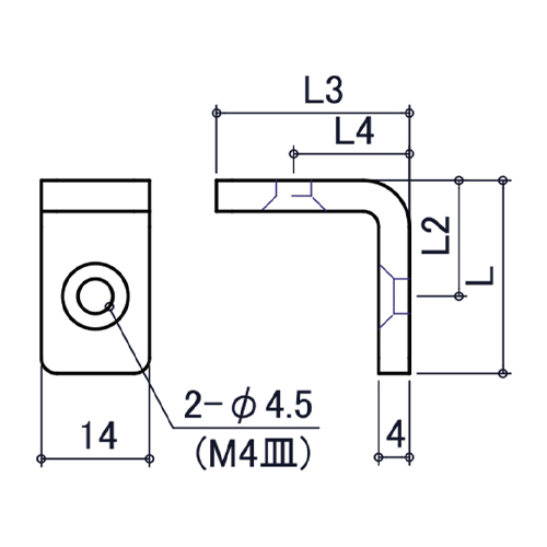 40角用L型ブラケット(1つ穴)_画像04