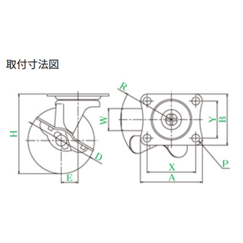 50mmキャスター(自在金具･ブレーキ付)_画像03