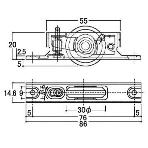 30mm戸車(平型/ポリアセタール樹脂車/SUS枠_画像04