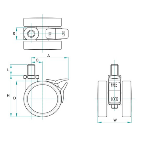 50キャスタ(ツインホイールbreak付U38x16山_画像02