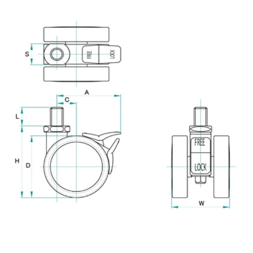 50キャスタ(ツインホイールbreak付M10xP1.5_画像02