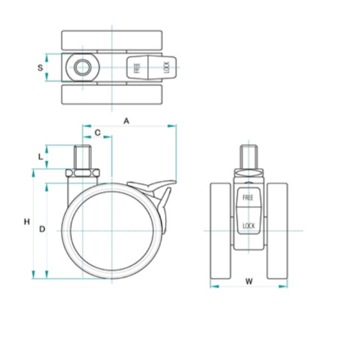60キャスタ(ツインホイールbreak付M10xP1.5_画像02