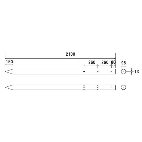 φ95x2100mm万能杭(穴あり)_画像03