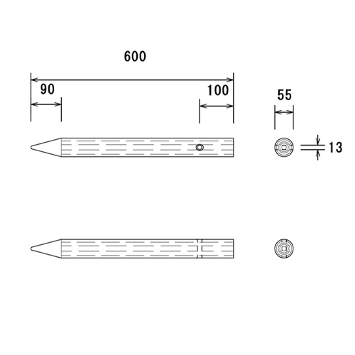 φ55x600mm擬木杭(穴あり/ダークブラウン)_画像04