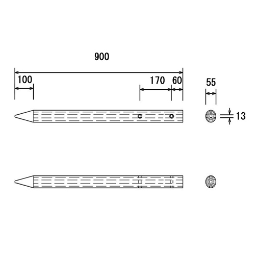 φ55x900mm擬木杭(穴あり/ダークブラウン)_画像04