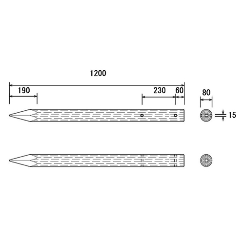 φ80x1200mm擬木杭(穴あり)_画像04