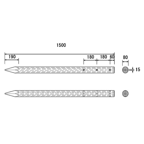 φ80x1500mm擬木杭(穴あり)_画像04