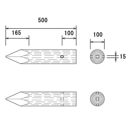 φ100x500mm擬木杭(穴あり)_画像04
