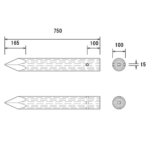 φ100x750mm擬木杭(穴あり)_画像04