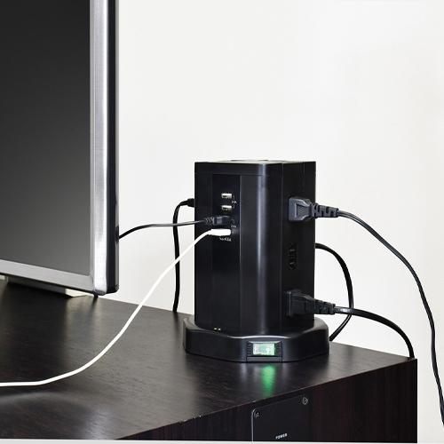 AC100V/14Ax2mタップ(12口/USBポ/タワー型)_画像03
