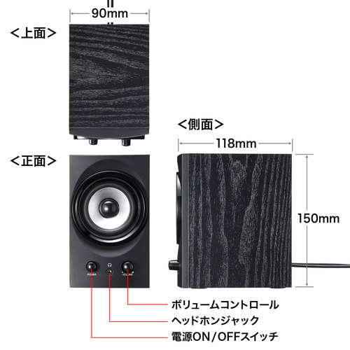 90x118x150mmハイパワースピーカー(USB電源_画像04