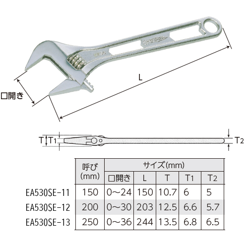 200mm/30mmモンキーレンチ(広口/軽量/薄型)_画像02